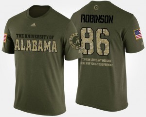 Alabama Crimson Tide A'Shawn Robinson T-Shirt For Men's Short Sleeve With Message Camo #86 Military