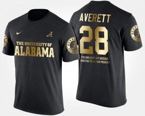 Alabama Crimson Tide Anthony Averett T-Shirt Black Gold Limited Short Sleeve With Message #28 Men's