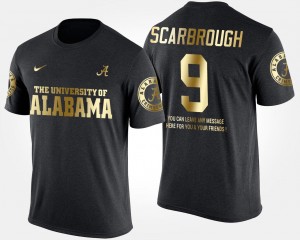 Alabama Crimson Tide Bo Scarbrough T-Shirt #9 Mens Gold Limited Short Sleeve With Message Black