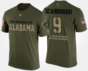 Alabama Crimson Tide Bo Scarbrough T-Shirt #9 Short Sleeve With Message Military Men Camo