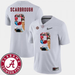 Alabama Crimson Tide Bo Scarbrough Jersey White #9 For Men's Football Pictorial Fashion