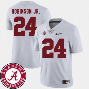 Alabama Crimson Tide Brian Robinson Jr. Jersey #24 White College Football Men's 2018 SEC Patch