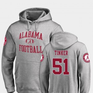Alabama Crimson Tide Carson Tinker Hoodie #51 Ash College Football Neutral Zone Mens
