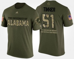 Alabama Crimson Tide Carson Tinker T-Shirt #51 Short Sleeve With Message For Men's Military Camo