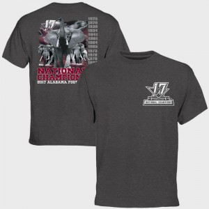 Alabama Crimson Tide T-Shirt Bowl Game College Football Playoff 2017 National Champions Pride For Men Charcoal