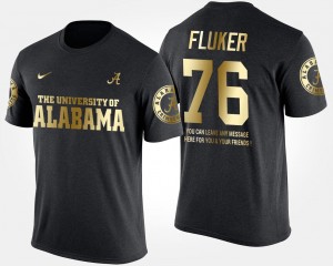 Alabama Crimson Tide D.J. Fluker T-Shirt Men's Black #76 Gold Limited Short Sleeve With Message