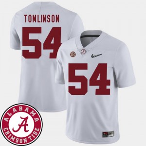Alabama Crimson Tide Dalvin Tomlinson Jersey For Men White #54 College Football 2018 SEC Patch