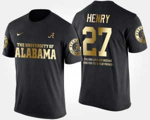 Alabama Crimson Tide Derrick Henry T-Shirt Mens Short Sleeve With Message Black #27 Gold Limited