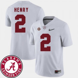 Alabama Crimson Tide Derrick Henry Jersey White #2 For Men's College Football 2018 SEC Patch