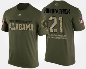 Alabama Crimson Tide Dre Kirkpatrick T-Shirt #21 Men's Military Camo Short Sleeve With Message