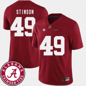 Alabama Crimson Tide Ed Stinson Jersey For Men's 2018 SEC Patch Crimson #49 College Football