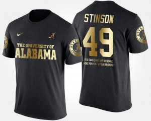 Alabama Crimson Tide Ed Stinson T-Shirt Men's Short Sleeve With Message Black #49 Gold Limited