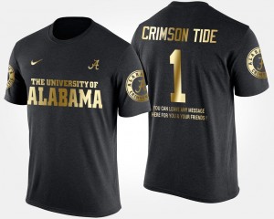 Alabama Crimson Tide T-Shirt Black #1 Mens Gold Limited No.1 Short Sleeve With Message