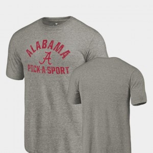 Alabama Crimson Tide T-Shirt Tri-Blend Distressed Gray Pick-A-Sport For Men's