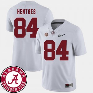 Alabama Crimson Tide Hale Hentges Jersey Mens College Football White 2018 SEC Patch #84
