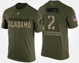Alabama Crimson Tide Jalen Hurts T-Shirt #2 Mens Camo Short Sleeve With Message Military