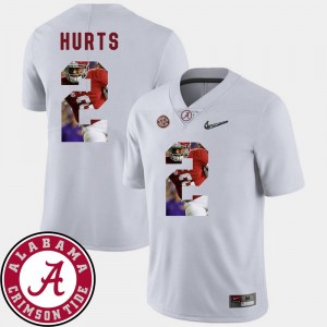 Alabama Crimson Tide Jalen Hurts Jersey For Men's Football White #2 Pictorial Fashion