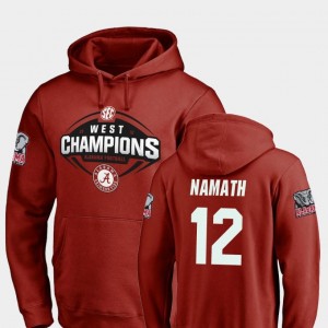 Alabama Crimson Tide Joe Namath Hoodie 2018 SEC West Division Champions Crimson Football #12 Mens