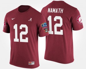 Alabama Crimson Tide Joe Namath T-Shirt #12 Bowl Game Sugar Bowl Crimson Men's