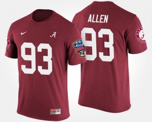 Alabama Crimson Tide Jonathan Allen T-Shirt #93 Sugar Bowl Crimson Bowl Game For Men's