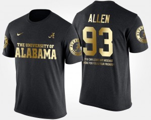 Alabama Crimson Tide Jonathan Allen T-Shirt Gold Limited Black Short Sleeve With Message #93 Men's