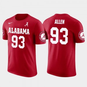 Alabama Crimson Tide Jonathan Allen T-Shirt #93 Red Washington skins Football Future Stars Mens
