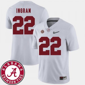 Alabama Crimson Tide Mark Ingram Jersey For Men #22 2018 SEC Patch College Football White