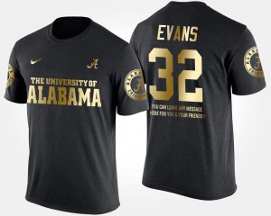 Alabama Crimson Tide Rashaan Evans T-Shirt #32 Gold Limited Short Sleeve With Message Mens Black