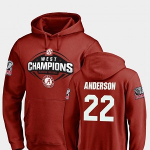 Alabama Crimson Tide Ryan Anderson Hoodie 2018 SEC West Division Champions Football For Men's Crimson #22
