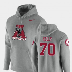 Alabama Crimson Tide Ryan Kelly Hoodie Vault Logo Club Pullover #70 For Men's Heathered Gray