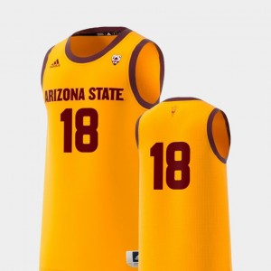 Arizona State Sun Devils Jersey Gold #18 For Men's College Replica Basketball Swingman