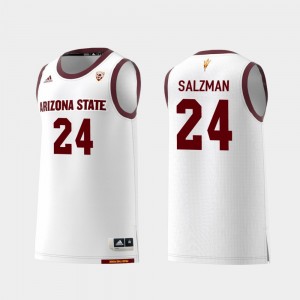 Arizona State Sun Devils Jordan Salzman Jersey White #24 Men's College Basketball Replica