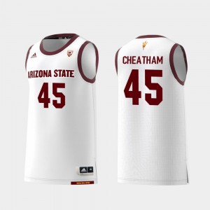 Arizona State Sun Devils Zylan Cheatham Jersey Replica White College Basketball For Men's #45