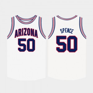 Arizona Wildcats Alec Spence Jersey #50 White College Basketball For Men