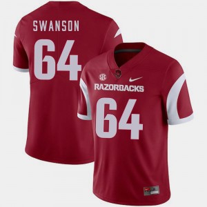 Arkansas Razorbacks Travis Swanson Jersey College Football #64 Men Cardinal