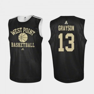 Army Black Knights Lonnie Grayson Jersey Black #13 Practice College Basketball Men's