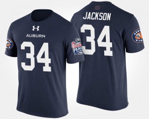 Auburn Tigers Bo Jackson T-Shirt Bowl Game Navy Peach Bowl Mens #34