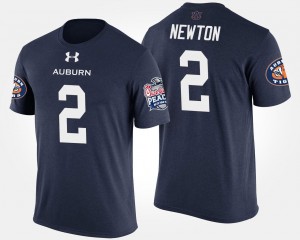 Auburn Tigers Cam Newton T-Shirt Navy Peach Bowl #2 Bowl Game For Men's