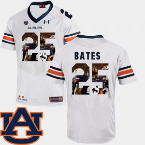 Auburn Tigers Daren Bates Jersey Football White Mens Pictorial Fashion #25