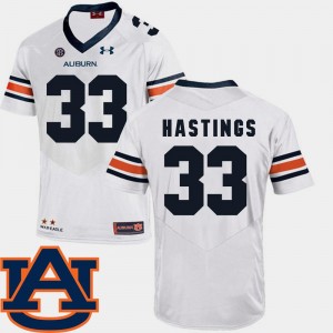 Auburn Tigers Will Hastings Jersey White #33 Mens College Football SEC Patch Replica