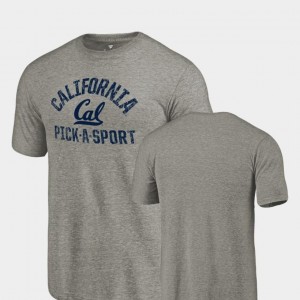 California Golden Bears T-Shirt Pick-A-Sport Tri-Blend Distressed Gray Mens