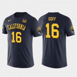 California Golden Bears Jared Goff T-Shirt For Men Navy #16 Los Angeles Rams Football Future Stars