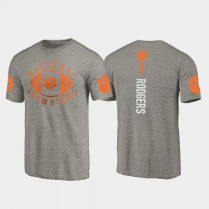 Clemson Tigers Amari Rodgers T-Shirt For Men College Football Playoff #3 2018 National Champions Gray