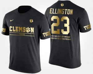 Clemson Tigers Andre Ellington T-Shirt Men's Black Gold Limited Short Sleeve With Message #23