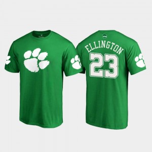Clemson Tigers Andre Ellington T-Shirt #23 St. Patrick's Day White Logo Kelly Green Men's