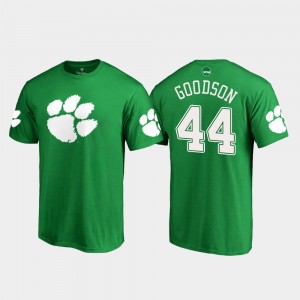 Clemson Tigers B.J. Goodson T-Shirt Kelly Green For Men White Logo #44 St. Patrick's Day