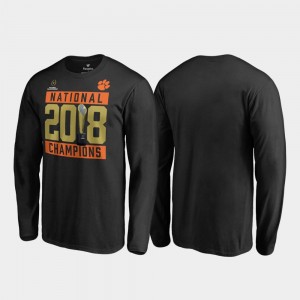Clemson Tigers T-Shirt Black For Men's 2018 National Champions Pitch Long Sleeve College Football Playoff