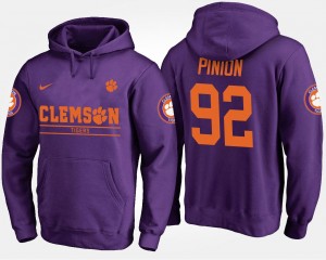 Clemson Tigers Bradley Pinion Hoodie #92 Men's Purple