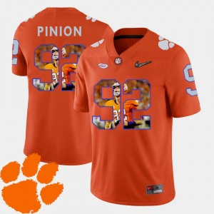 Clemson Tigers Bradley Pinion Jersey Pictorial Fashion #92 Orange Football For Men