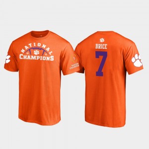Clemson Tigers Chase Brice T-Shirt Orange For Men Pylon College Football Playoff 2018 National Champions #7